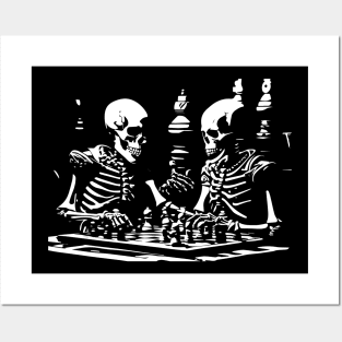 skeletons play chess Posters and Art